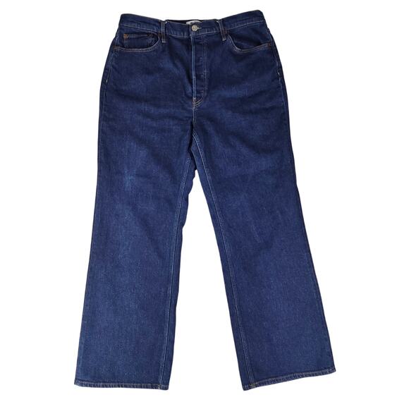 RE/DONE WOMEN'S BLUE ULTRA HIGH RISE WIDE LEG JEANS SIZE 32 COLOR: RIGID LIKE - Picture 1 of 12